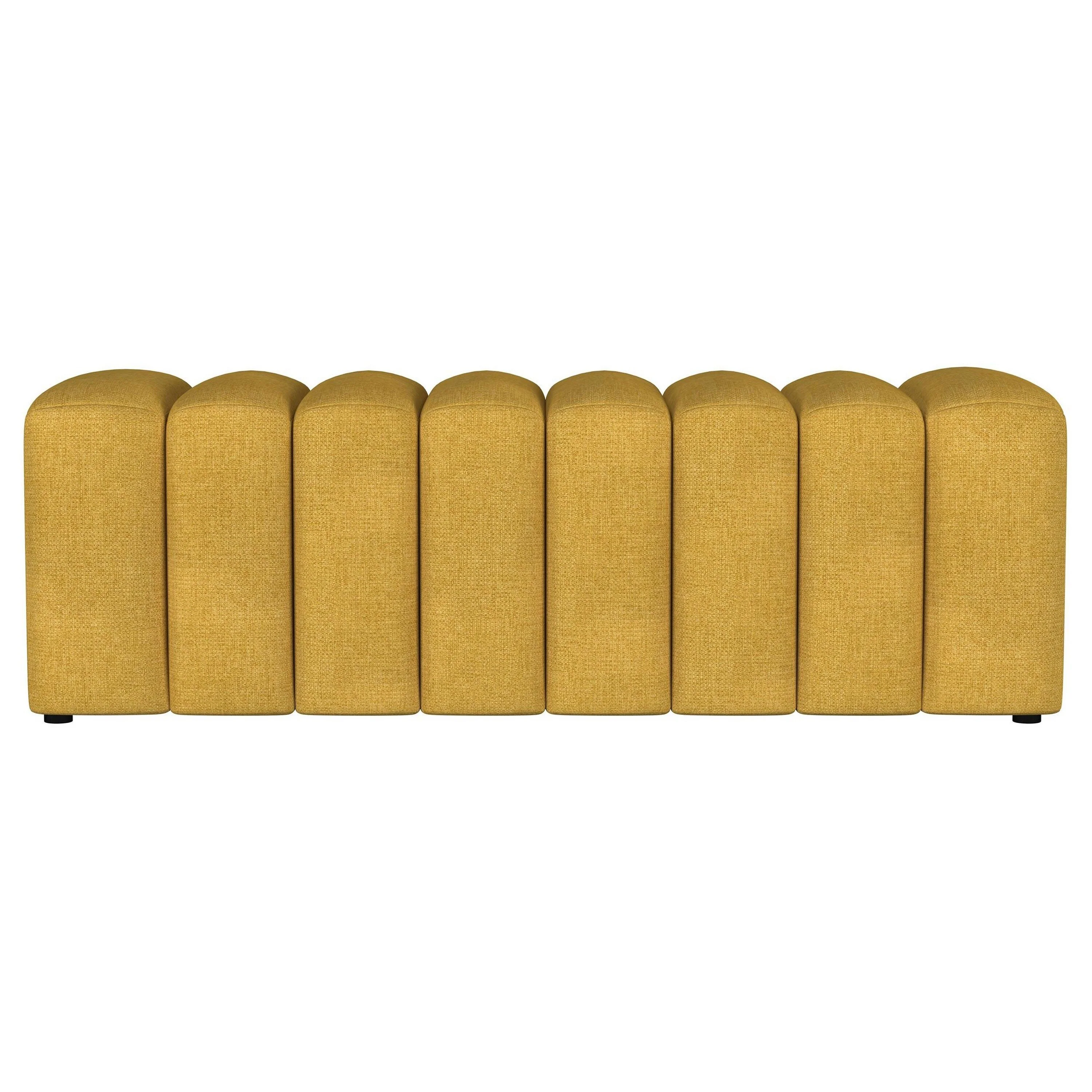 Sanna Accent Bench, Modern Channel Tufted Yellow Fabric, 54 Inch