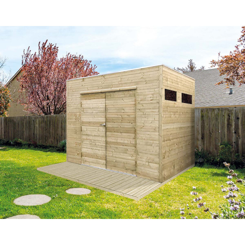 Abri de jardin en bois Noto traité 19 mm 2,99 x 2,91 m SOLID