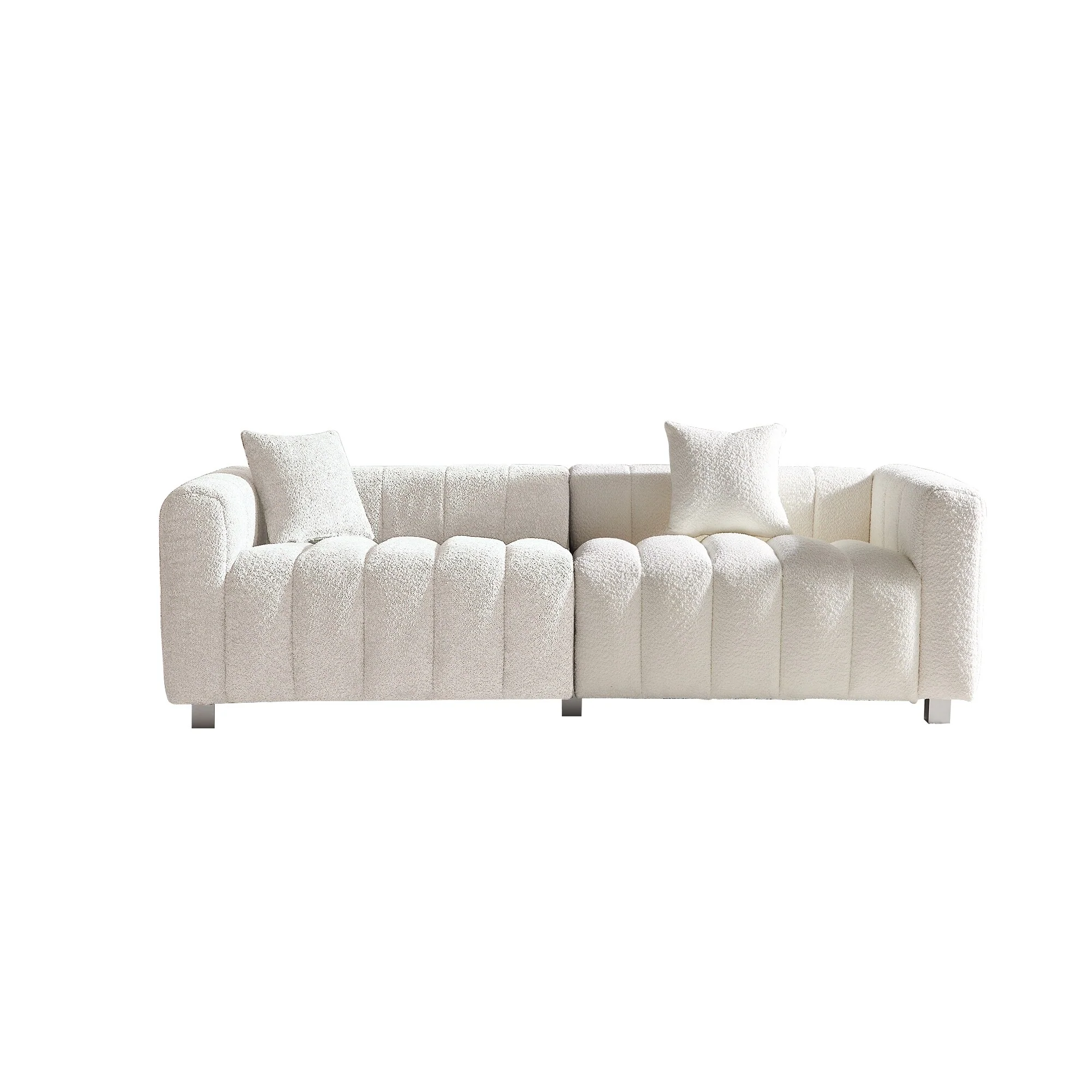 87.4 Premium Velvet Sofa 3-Seater Loveseat, Modern Bubble Upholstered Couch with Metal Base Legs and 2 Pillows