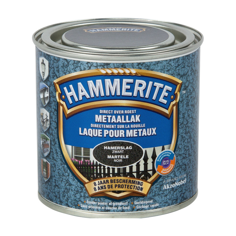 Laque antirouille pour métaux martelés noire 0,25 L HAMMERITE