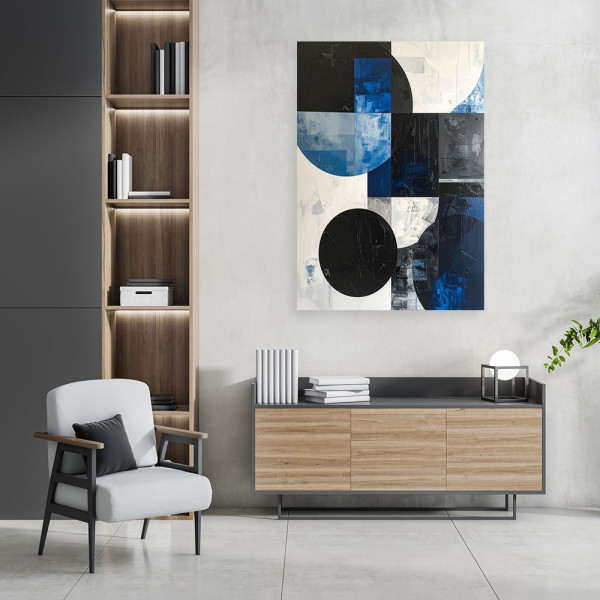 Obraz do salonu biura kuchni, Abstrakcyjne koła kształty niebieski 20x30