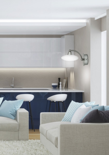 Lampa kinkiet ELISA 1x40 g9 satyna-nikiel białe szkło promocja