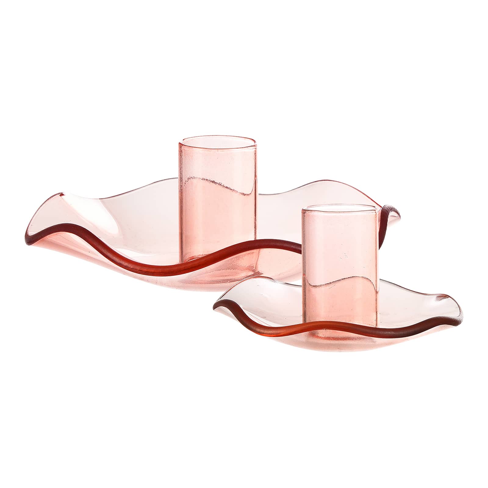 Stabkerzenhalter-Set Glaswelle Rosa, 2 -tlg.