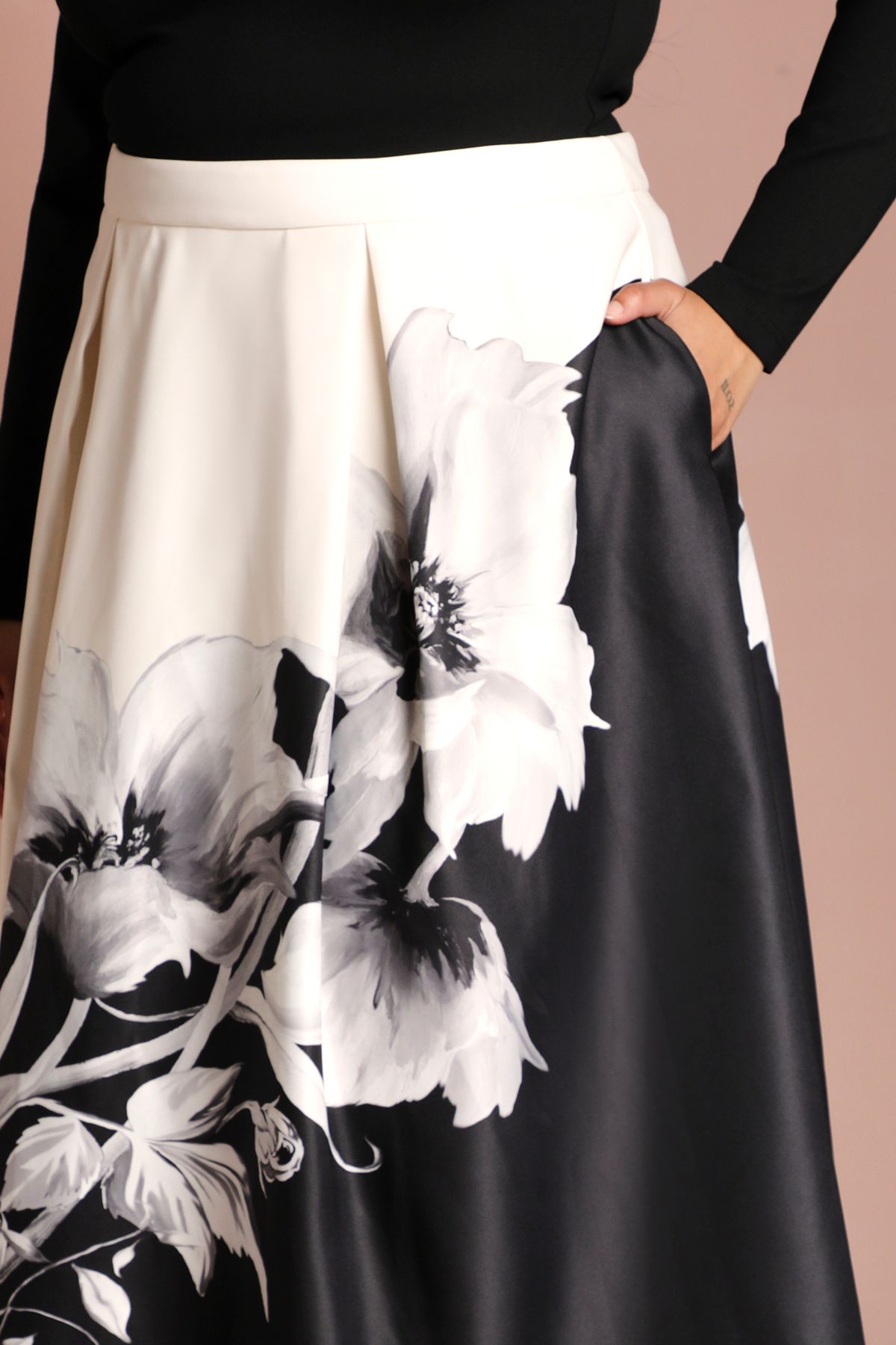 Coast Plus Satin Midi Skirt With Placement Print