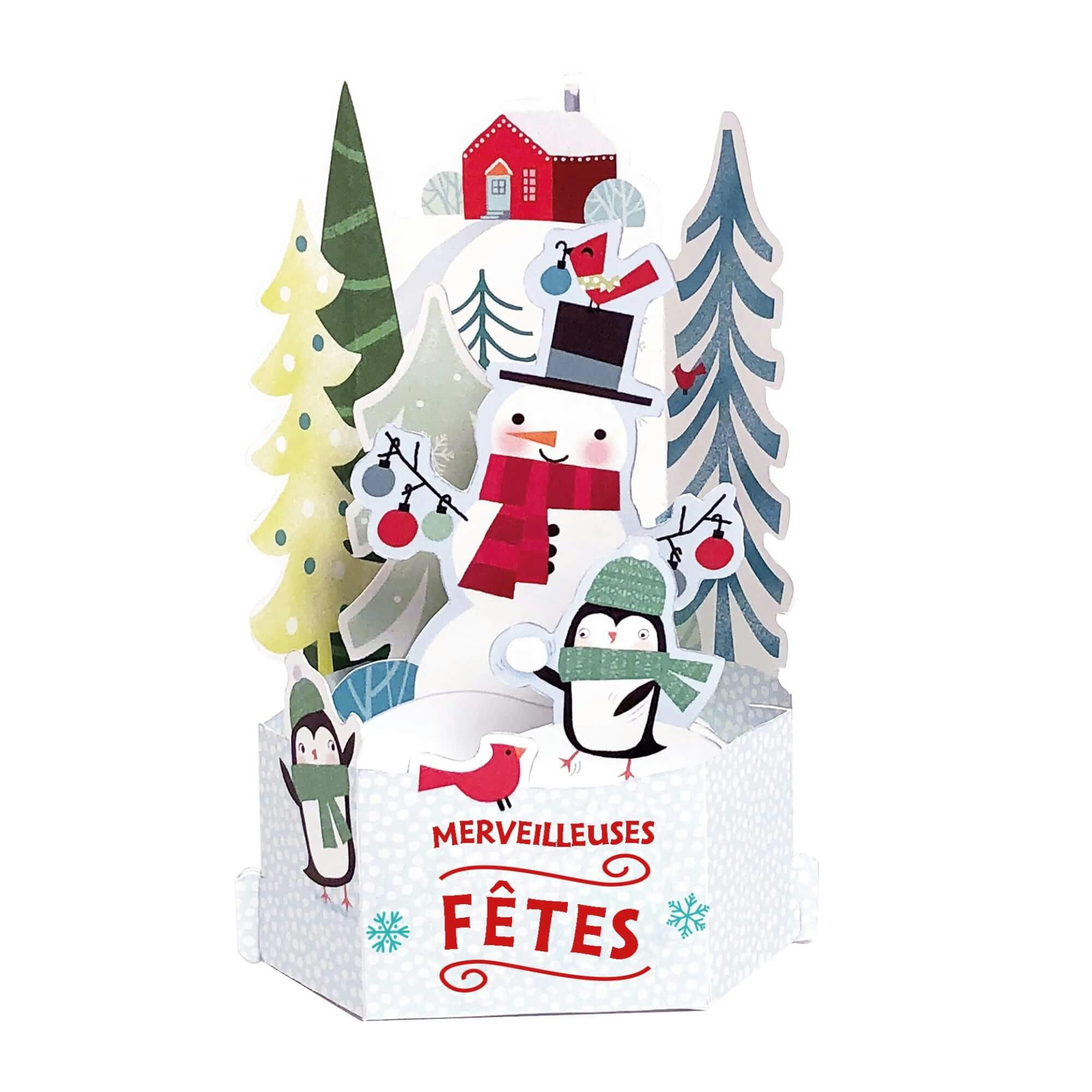 - Carte de voeux noël pop-up 3d bonhomme de neige