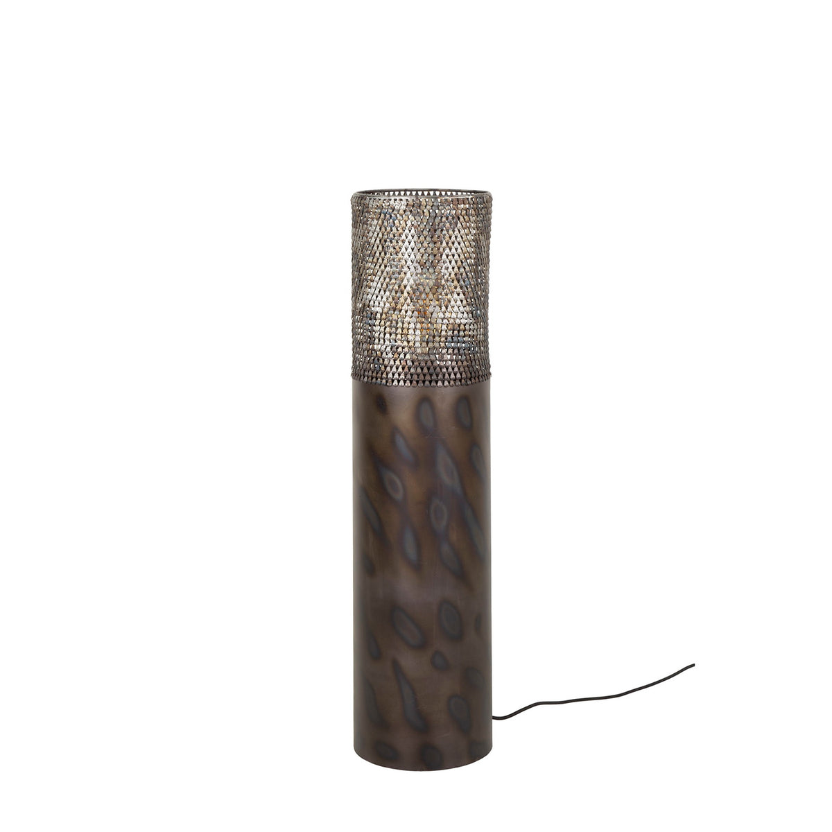 Giga Meubel Vloerlamp Cilinder - Zwart/Bruin Metaal - 1-Lichts - 22x22x90cm