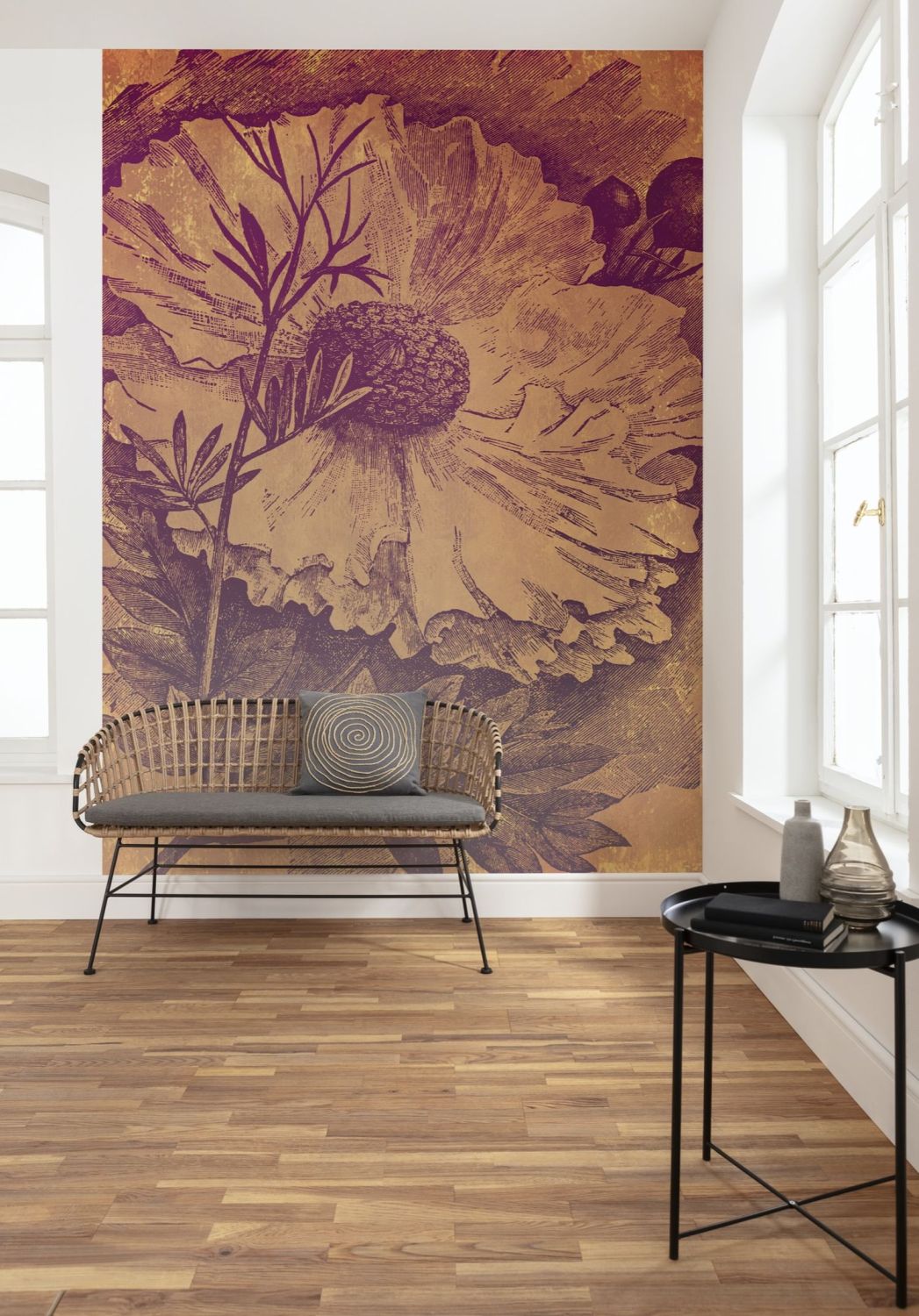 Sanders & Sanders fotobehang bloemen warm oranje - 200 x 280 cm - 611978