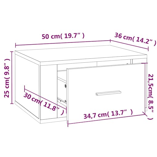 NNEVL Wall-mounted Bedside Cabinets 2 pcs Brown Oak 50x36x25 cm