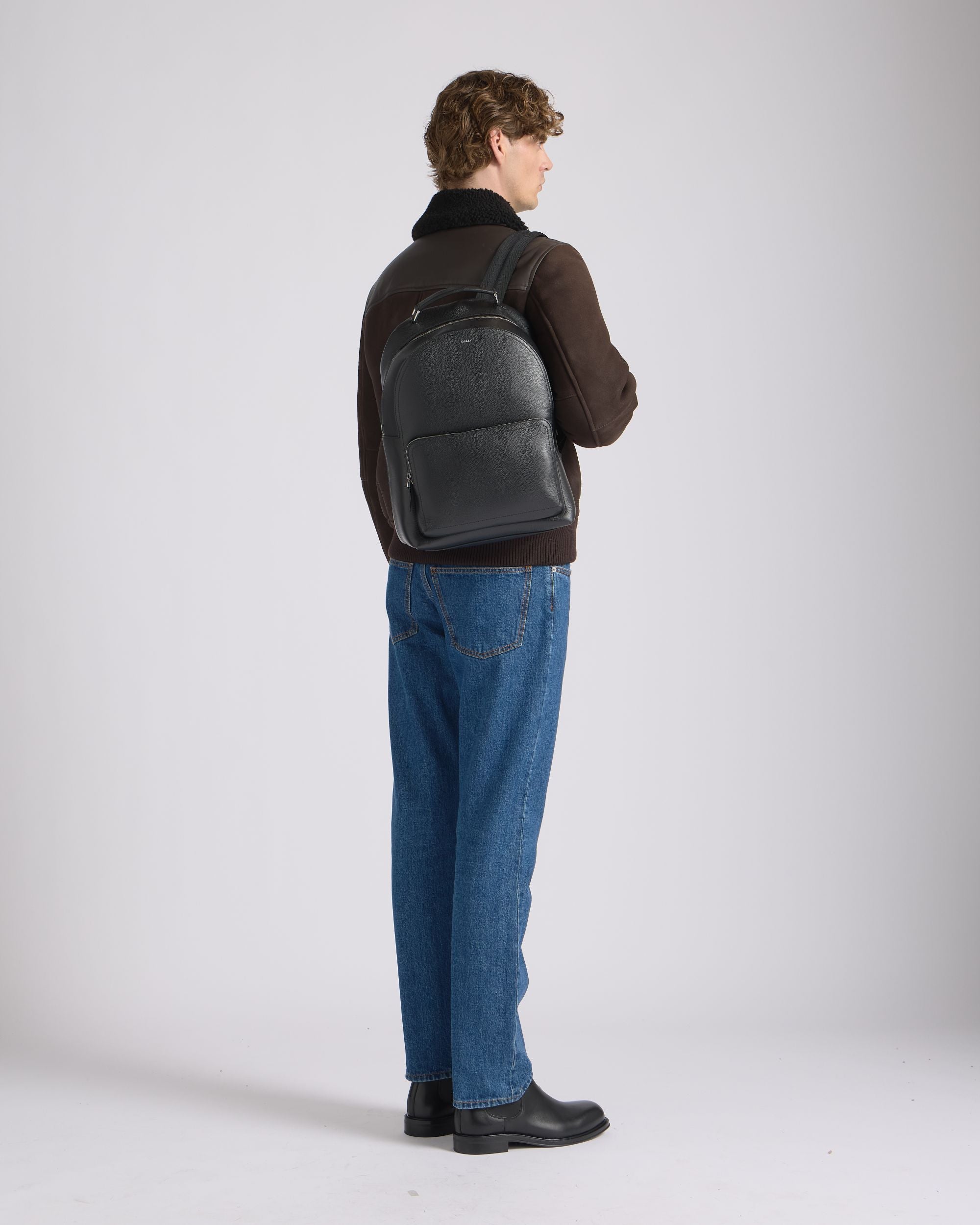 Capitol Rucksack aus genarbtem Leder in Schwarz