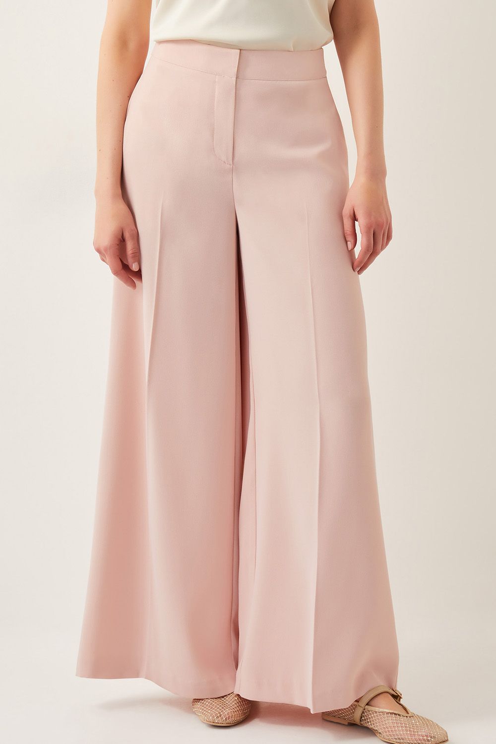 Monsoon Ruth Wide Leg Trousers Pink