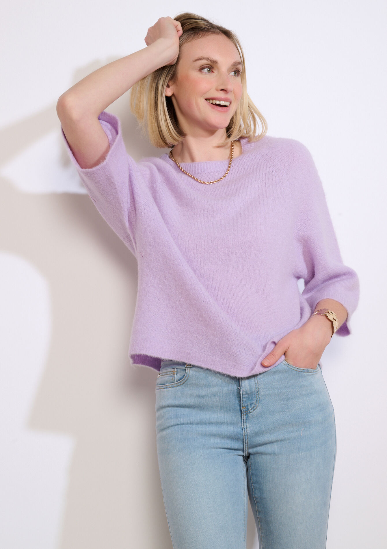 Zachte trui met 3/4-mouw