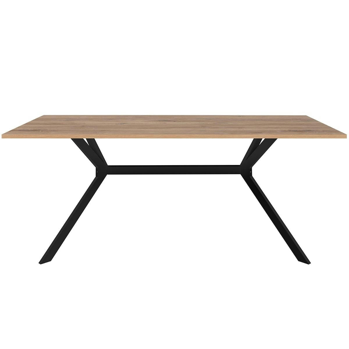 VELIA - Table à manger effet chêne foncé, piètement noir 180 cm