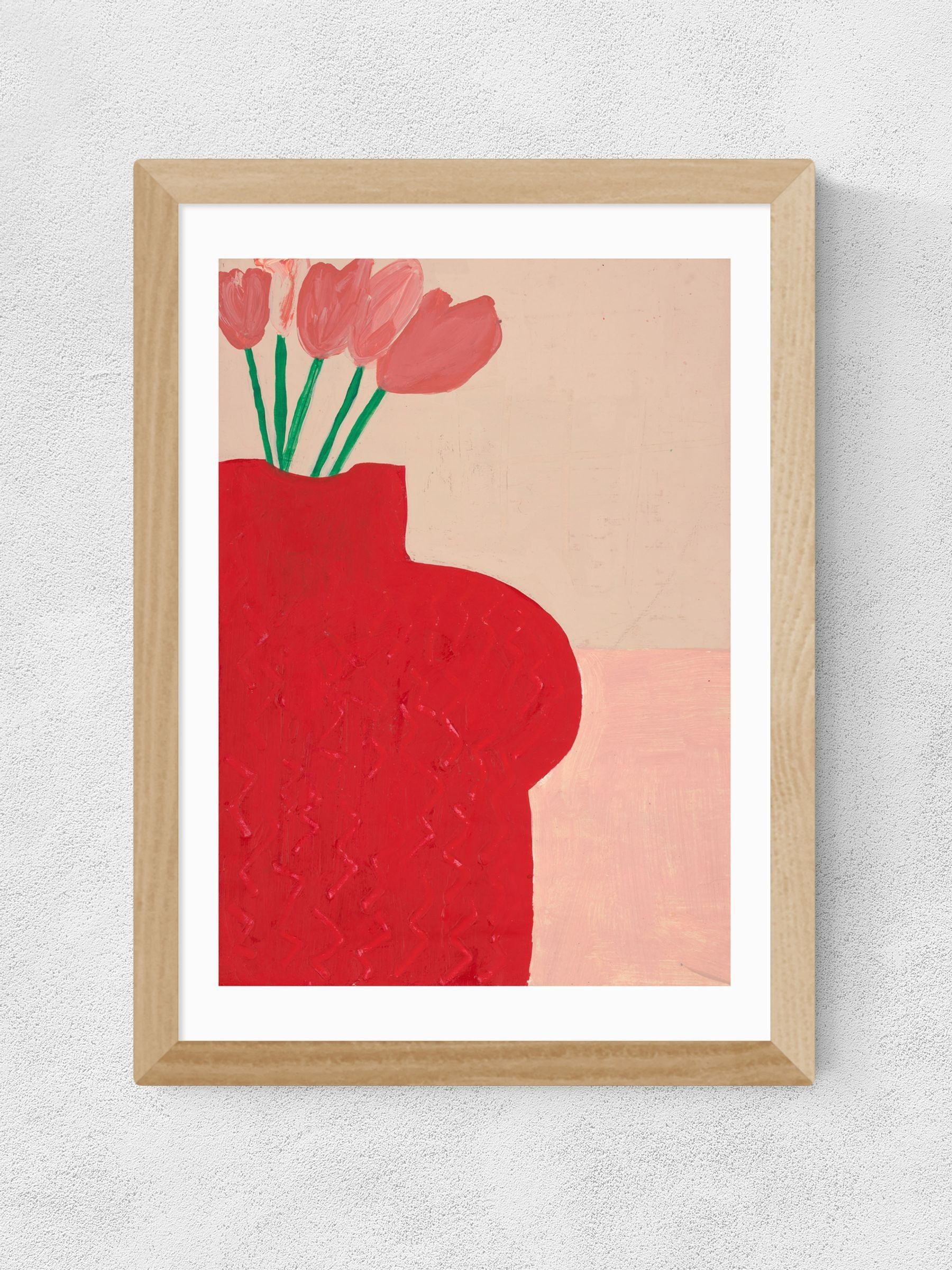 East End Prints Oak Red Bust Vase Wall Art Print by Lucy Muss
