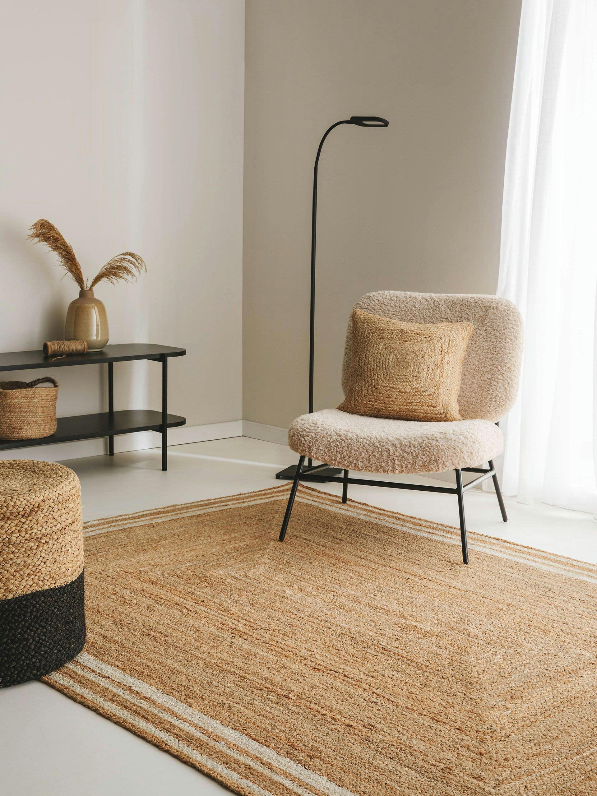 JUTTA - Tapis de jute blanc 200x300