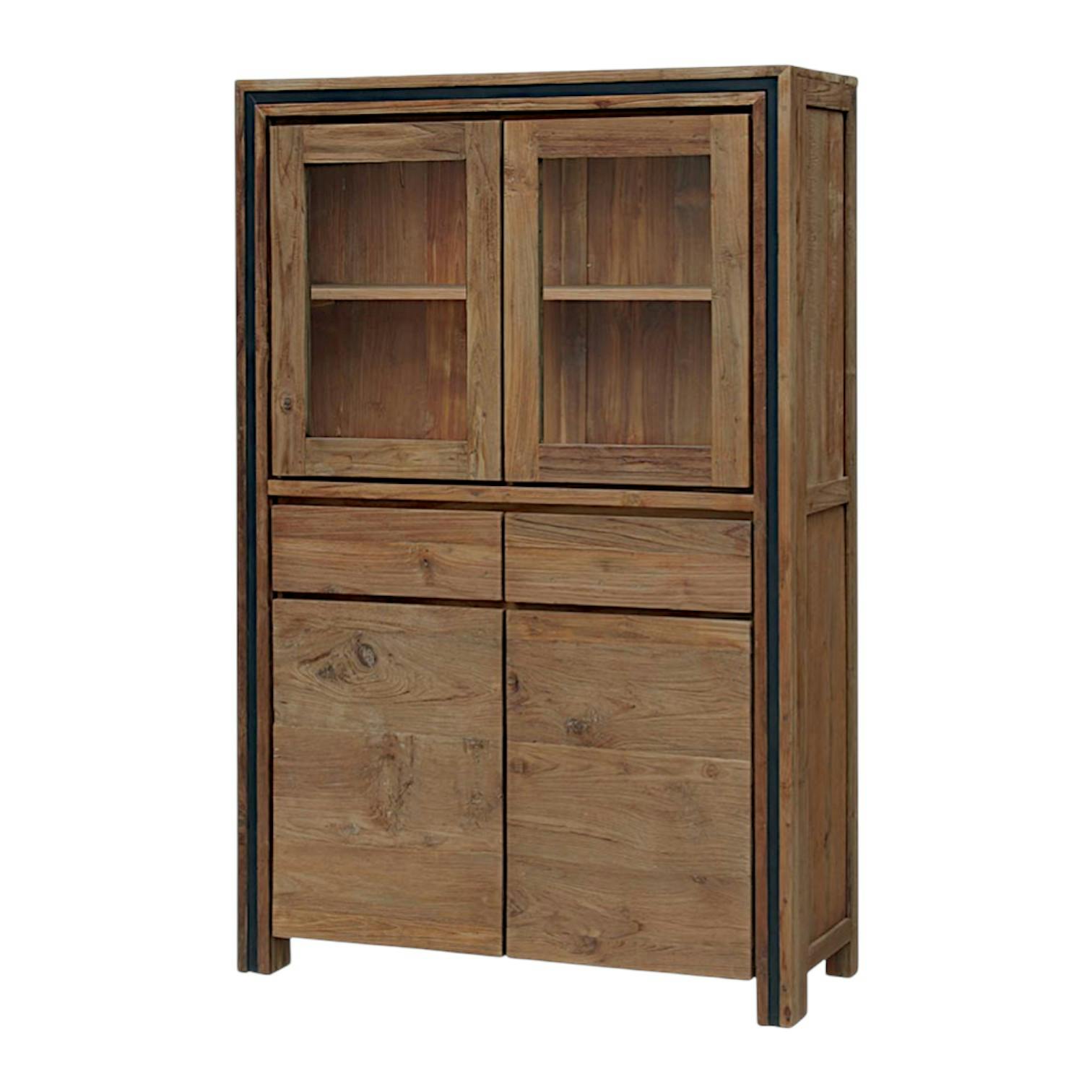 Buffet vitrine en bois recyclé de teck VADOD