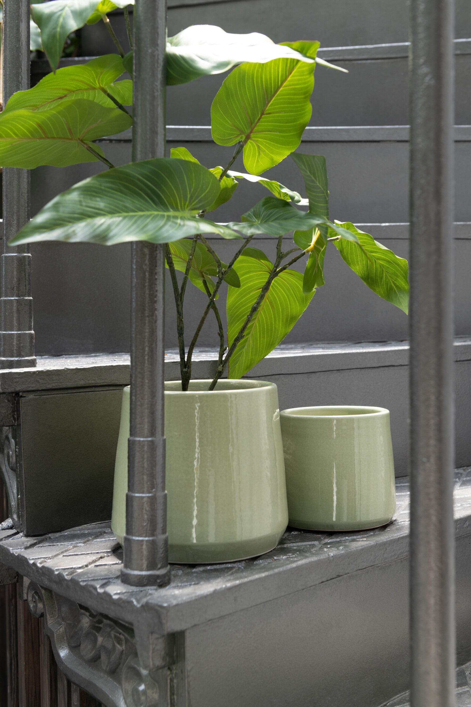 J-Line bloempot Rond - keramiek - groen - medium - Ø 23 cm