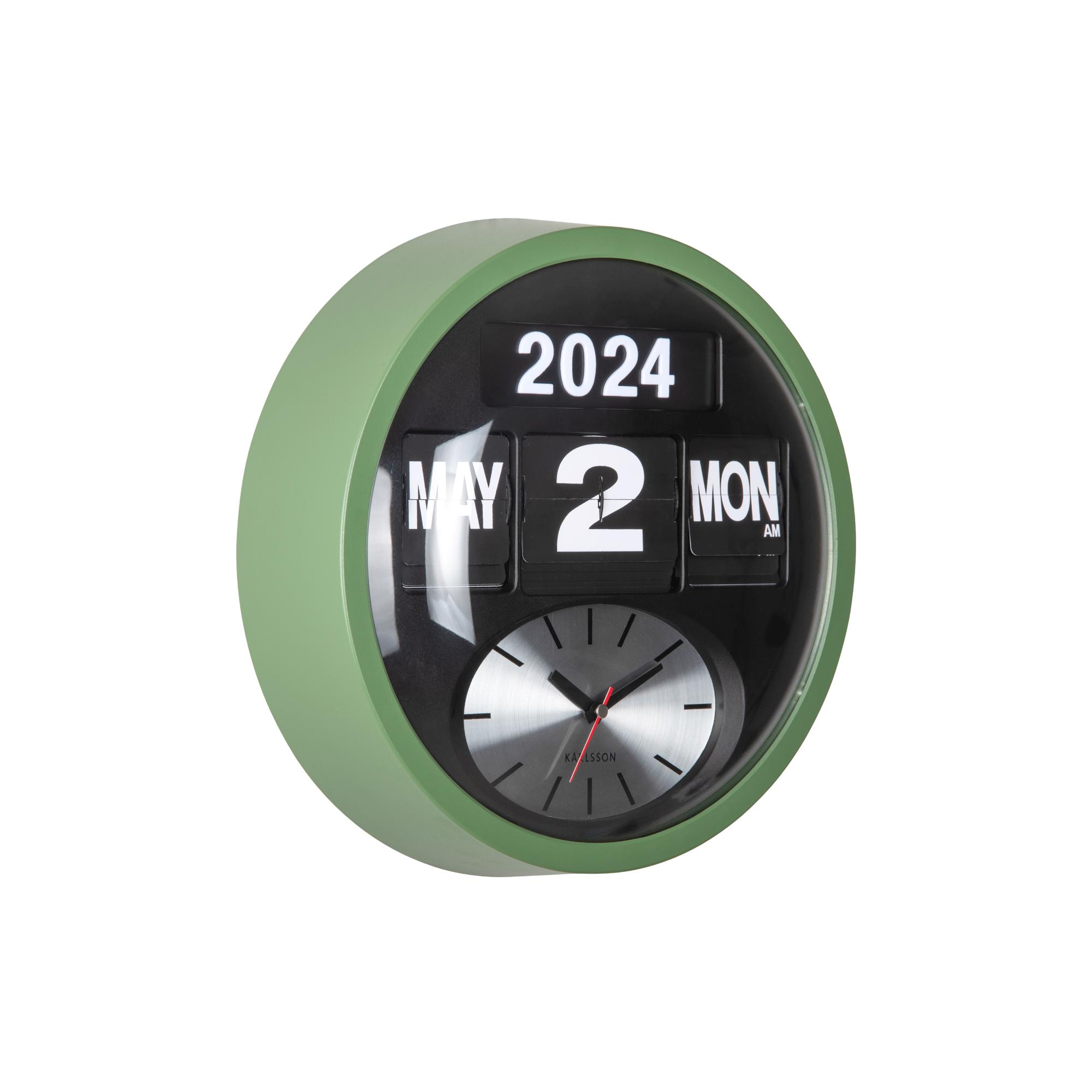 Karlsson wandklok Round Flip - groen - Ø32.6cm