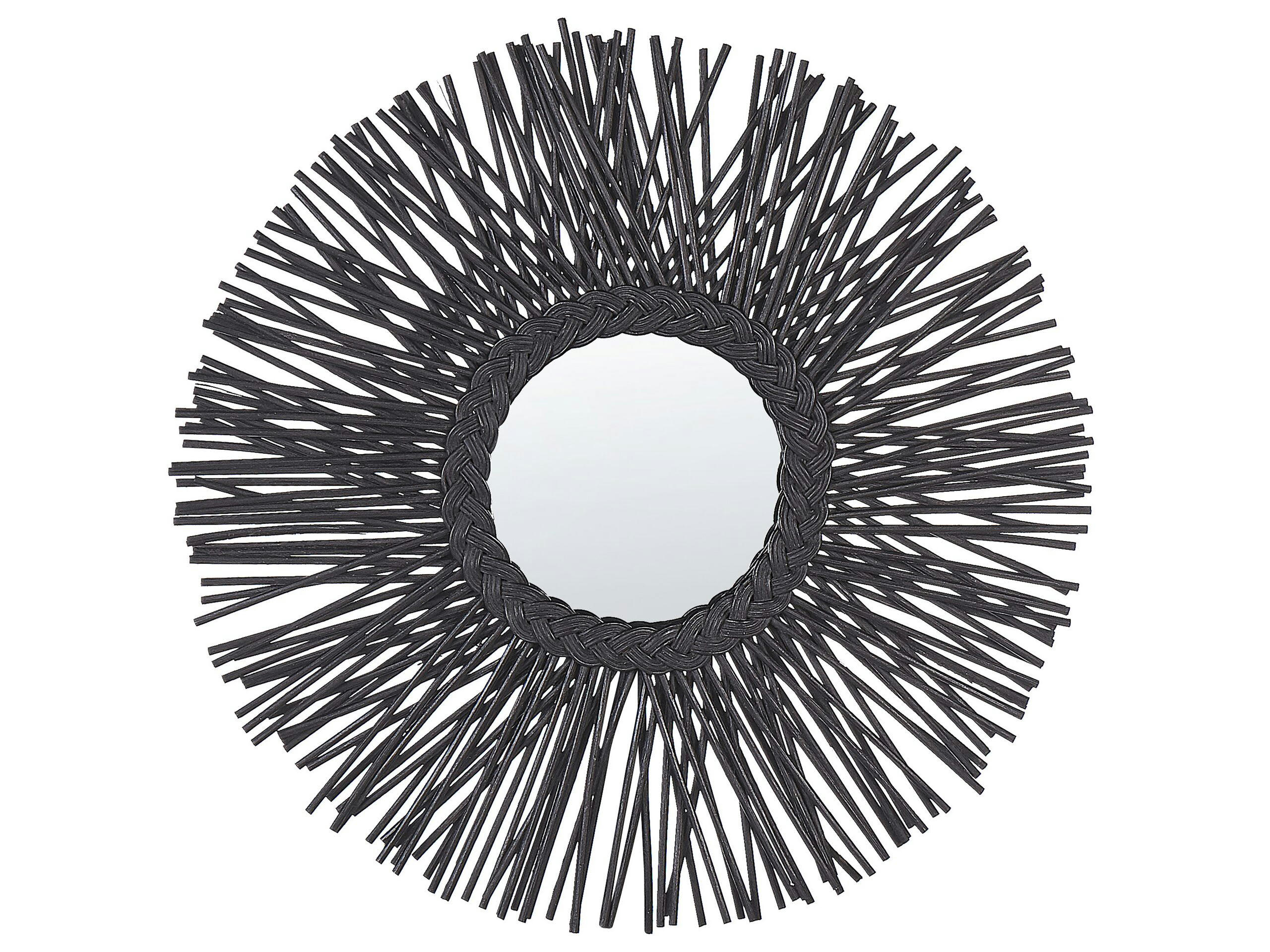 KALASIN - Miroir en rotin noir 60x60