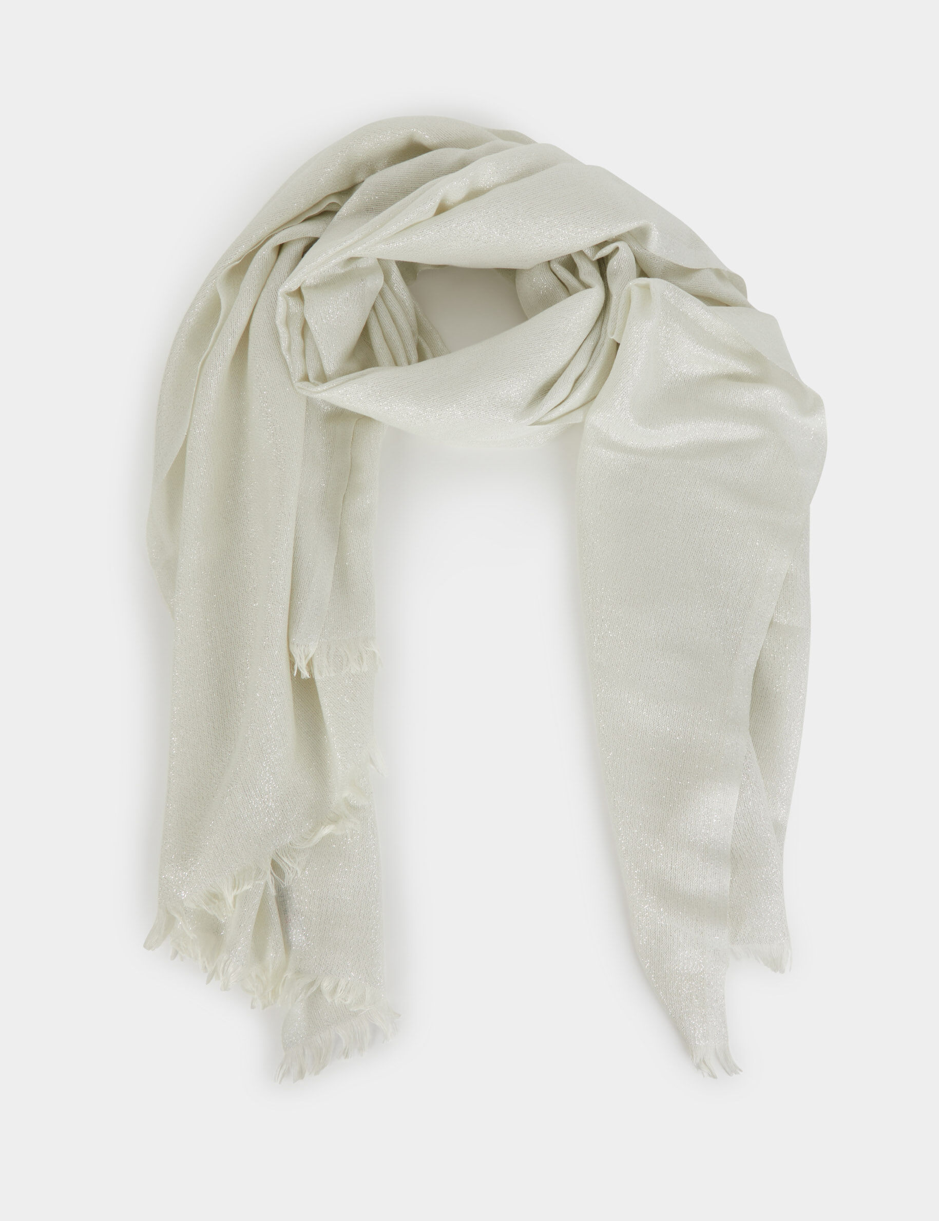 Metallic Thread Scarf Ivory Women