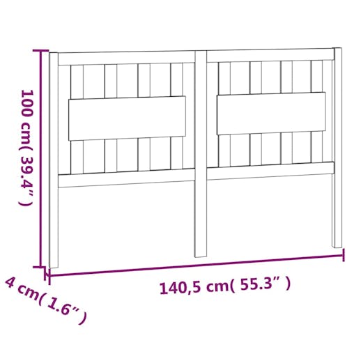NNEVL Bed Headboard 140.5x4x100 cm Solid Wood Pine