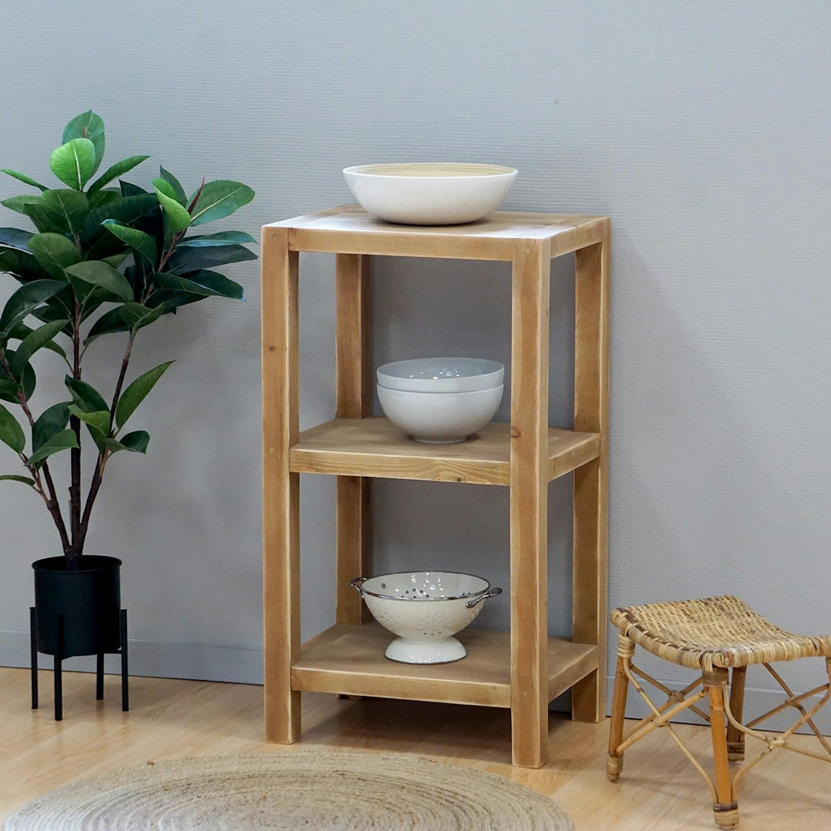 - Console 2 niveaux bois massif