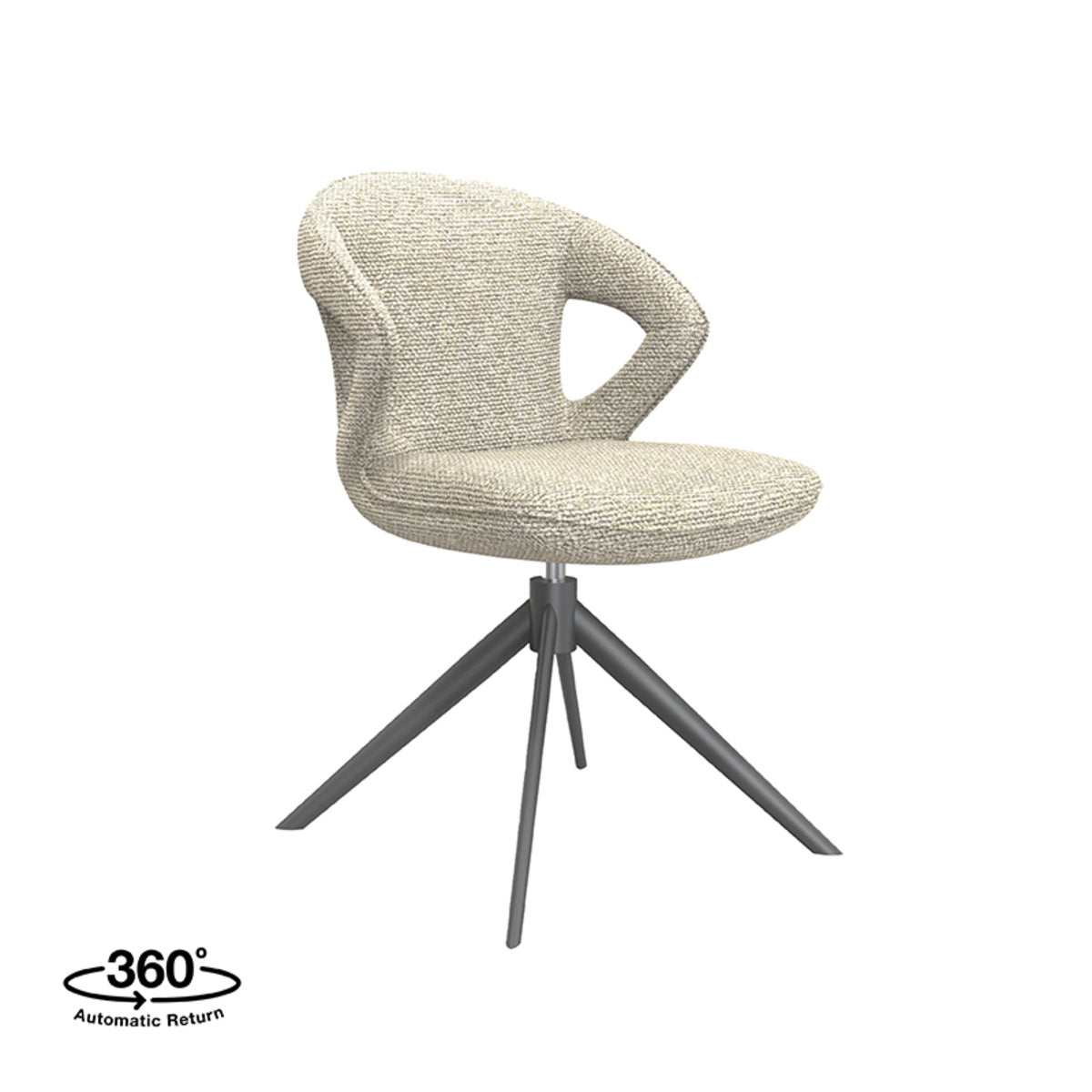 LABEL51 Eetkamerstoel Zurich - Naturel/Zwart - Draaibaar