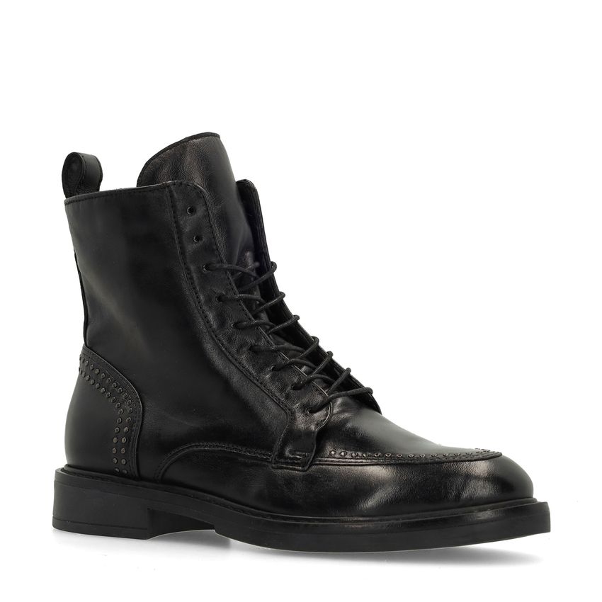 Manfield Zwarte leren biker boots