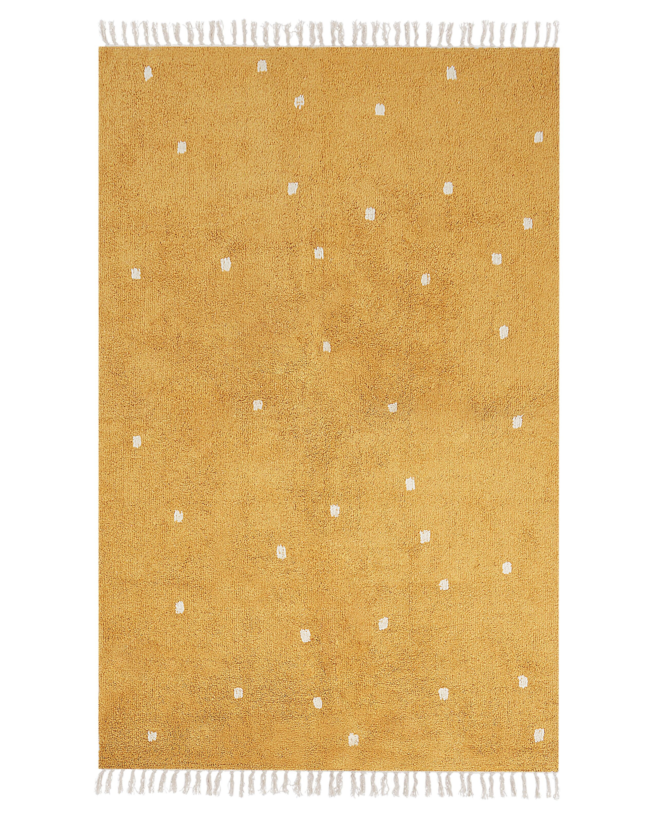 Dywan w białe kropki 140x200 cm żółty