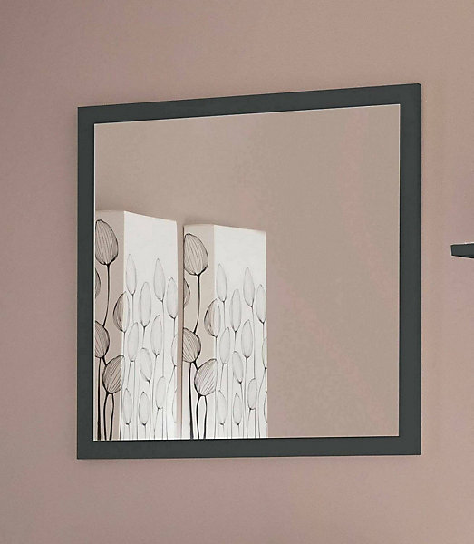 Miroir Rino, Miroir de salle de bain, 100% Made in Italy, 60x2h60 cm, Anthracite Brillant