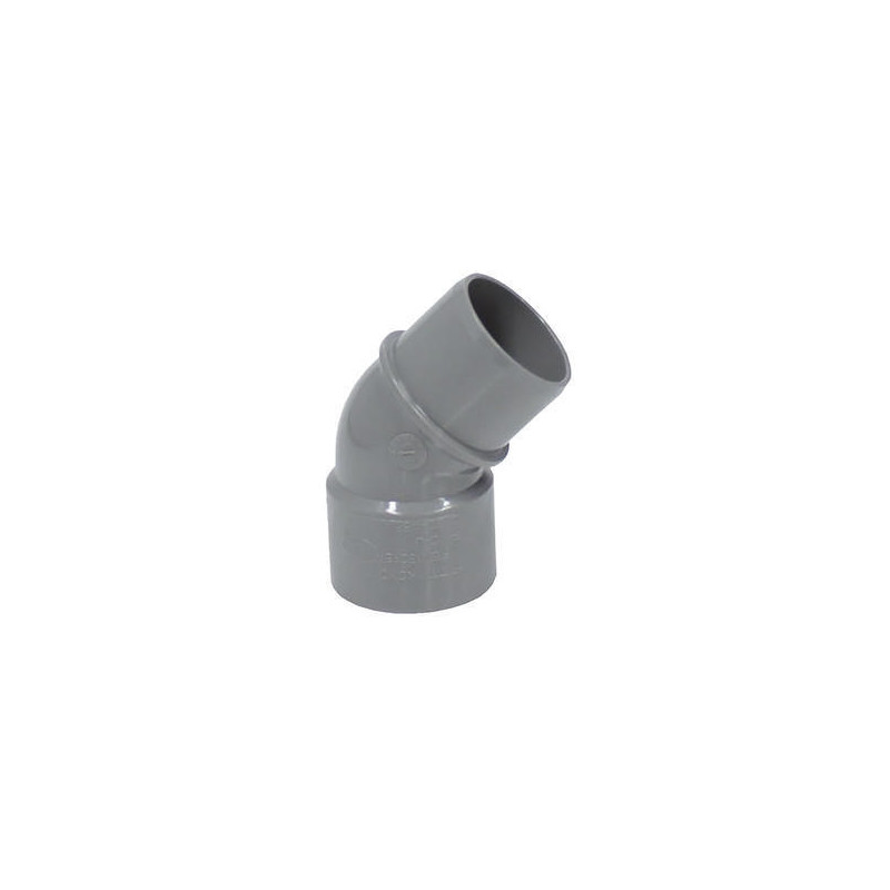 Coude en PVC pour sanitaire gris M/F 45° Ø 80 mm