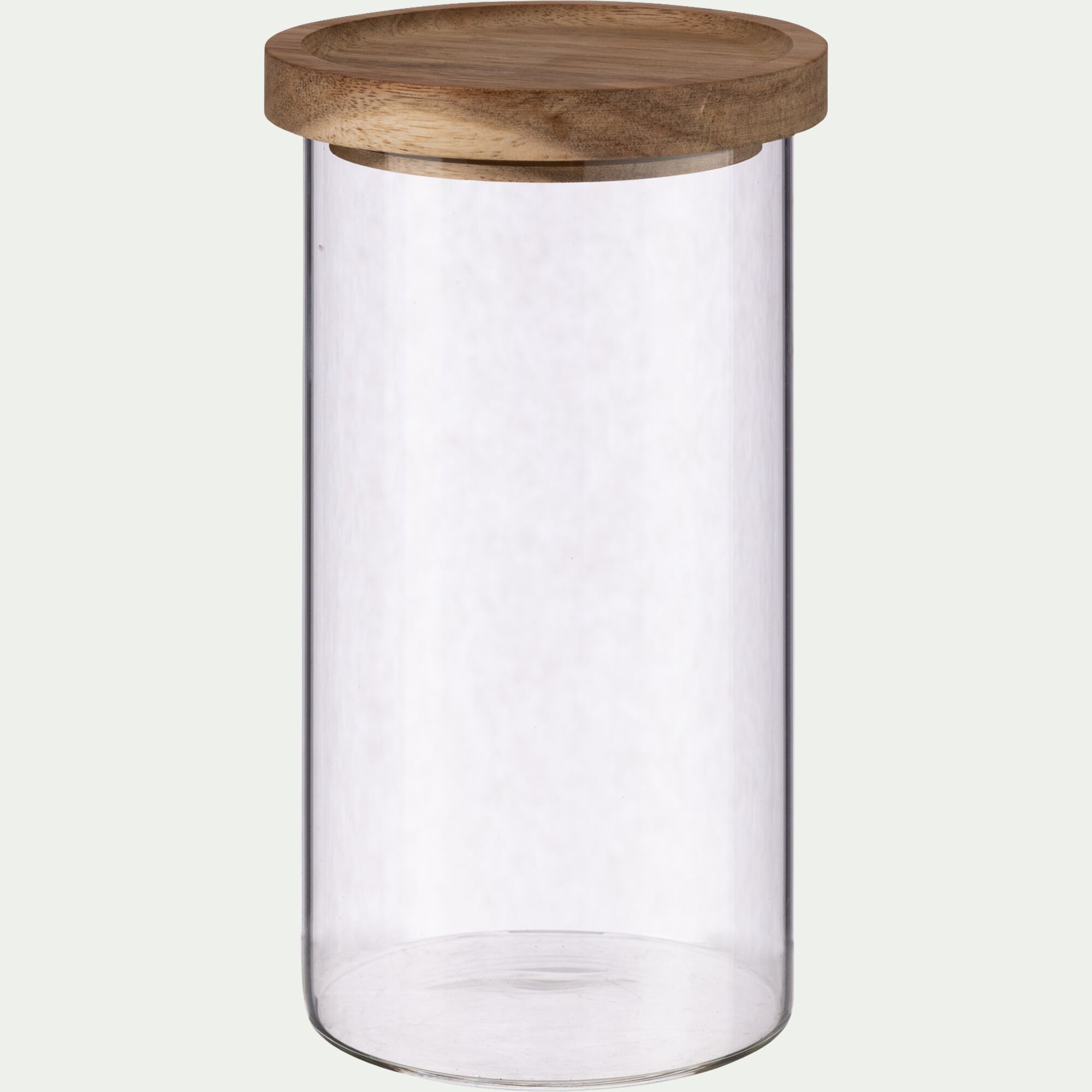 RONDA - Bocal en verre avec couvercle en acacia 1L - transparent