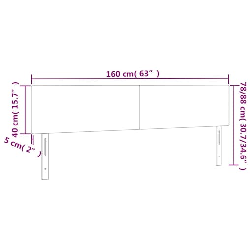 NNEVL LED Headboard Black 160x5x78/88 cm Faux Leather