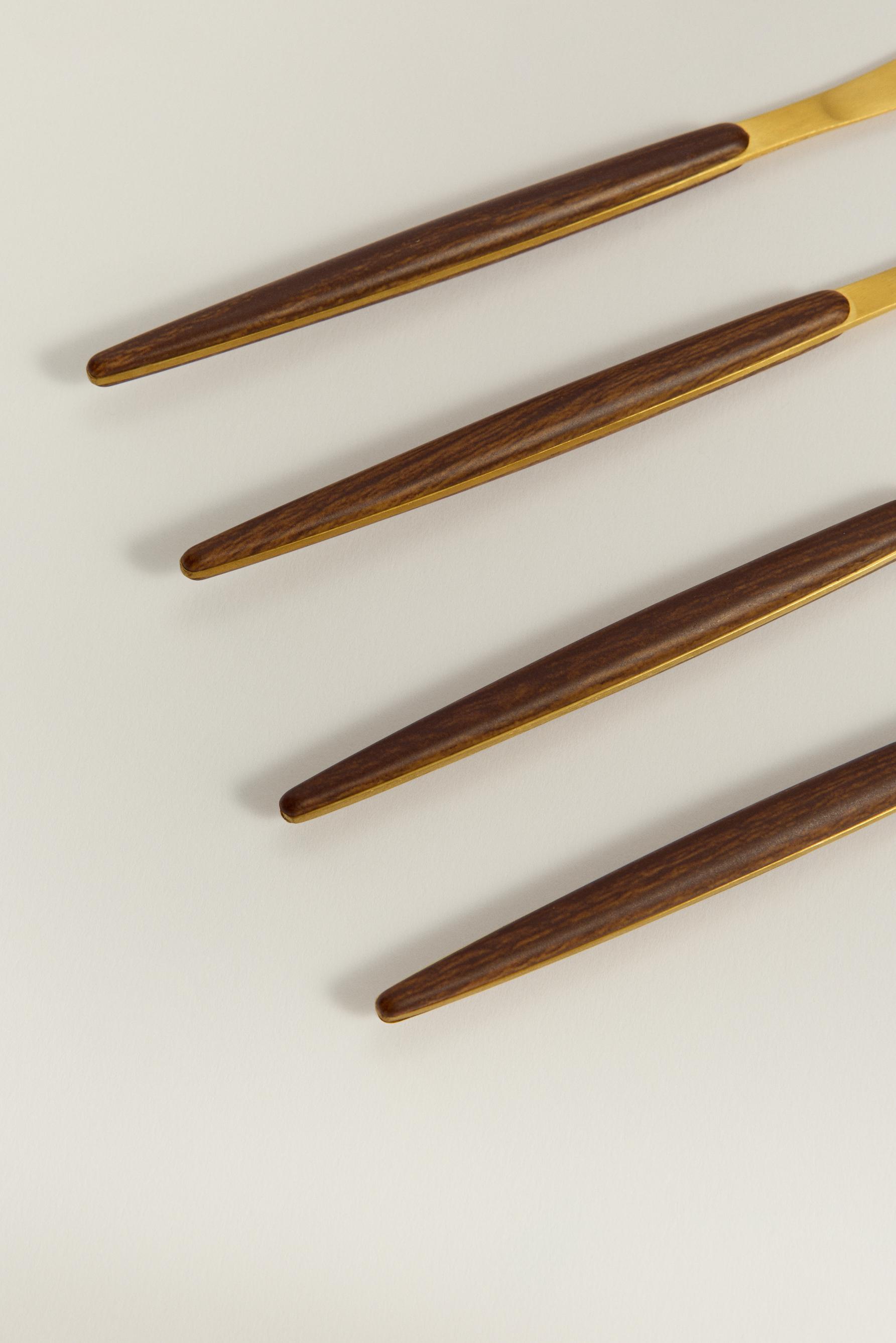 Pack 4 cuchillos efecto madera
