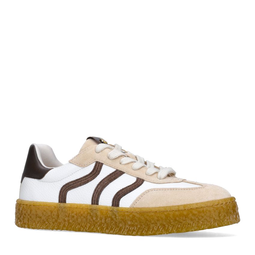 No Stress Witte leren sneakers met suède details