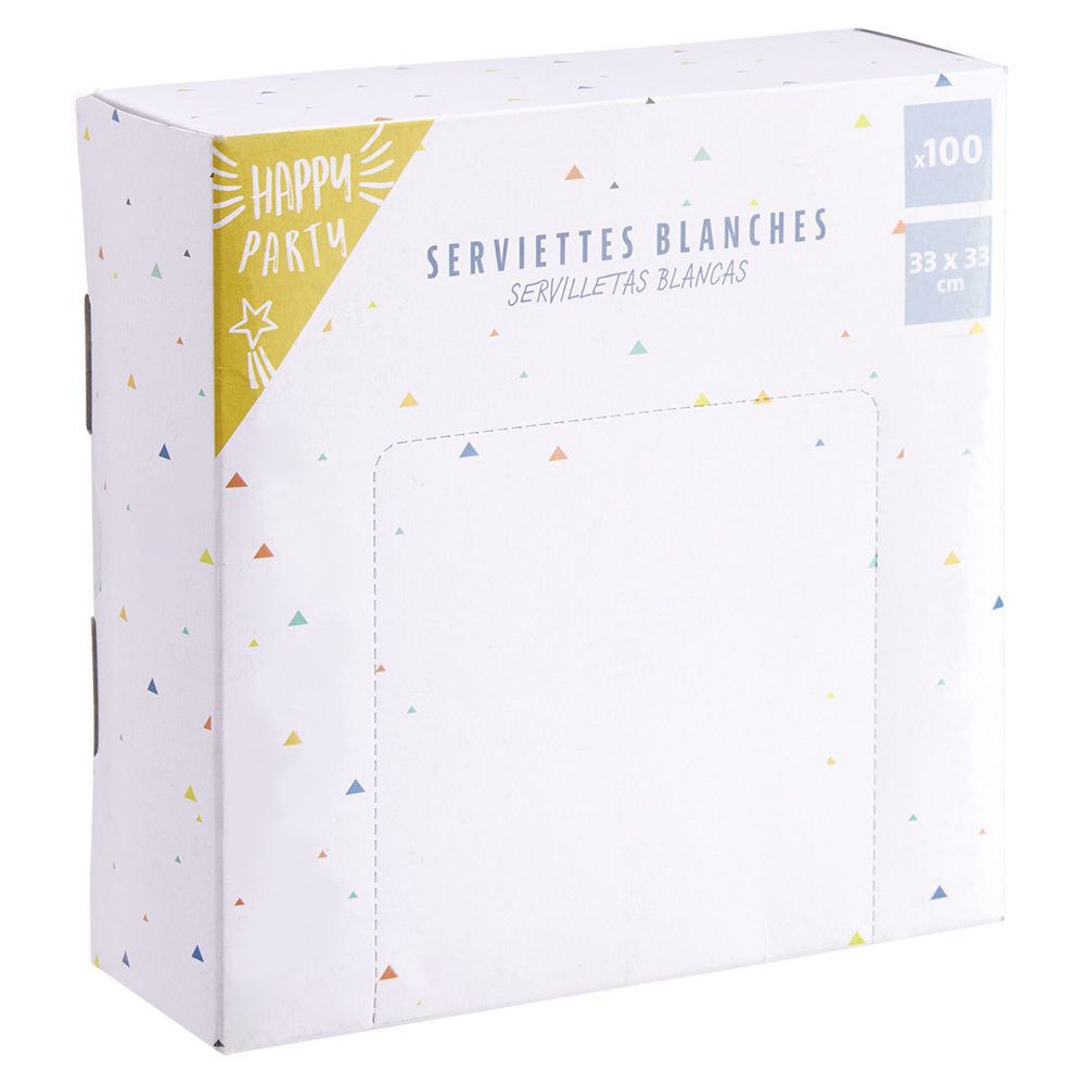 Serviette en papier carré uni blanc x100