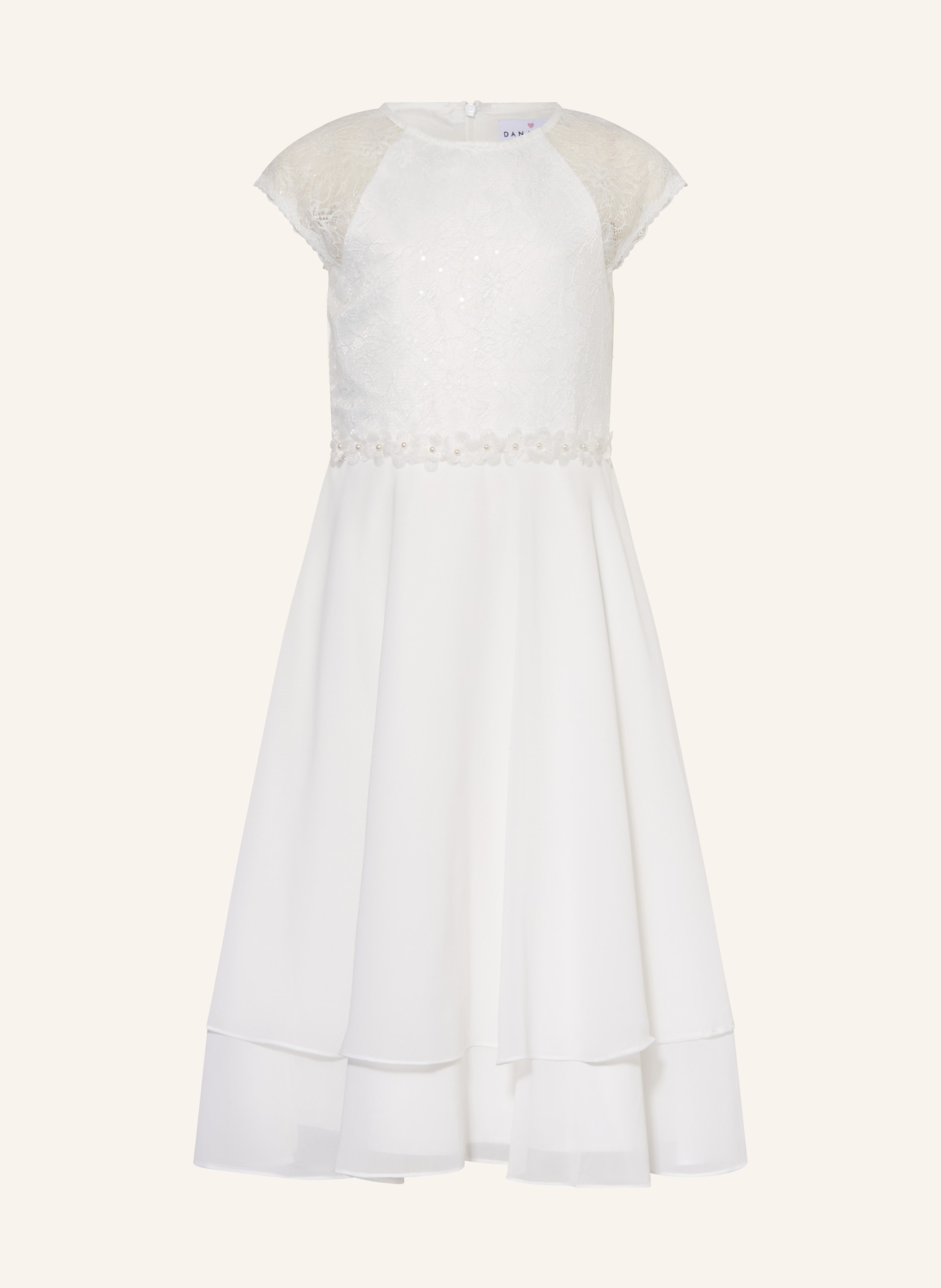 DANAMADE Cocktailkleid im Materialmix mit Pailletten und Schmuckperlen