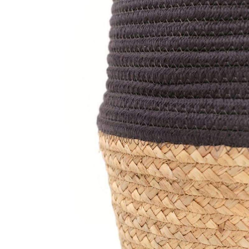 LA FACTORY - Panier long tressé en coton anthracite 30x50