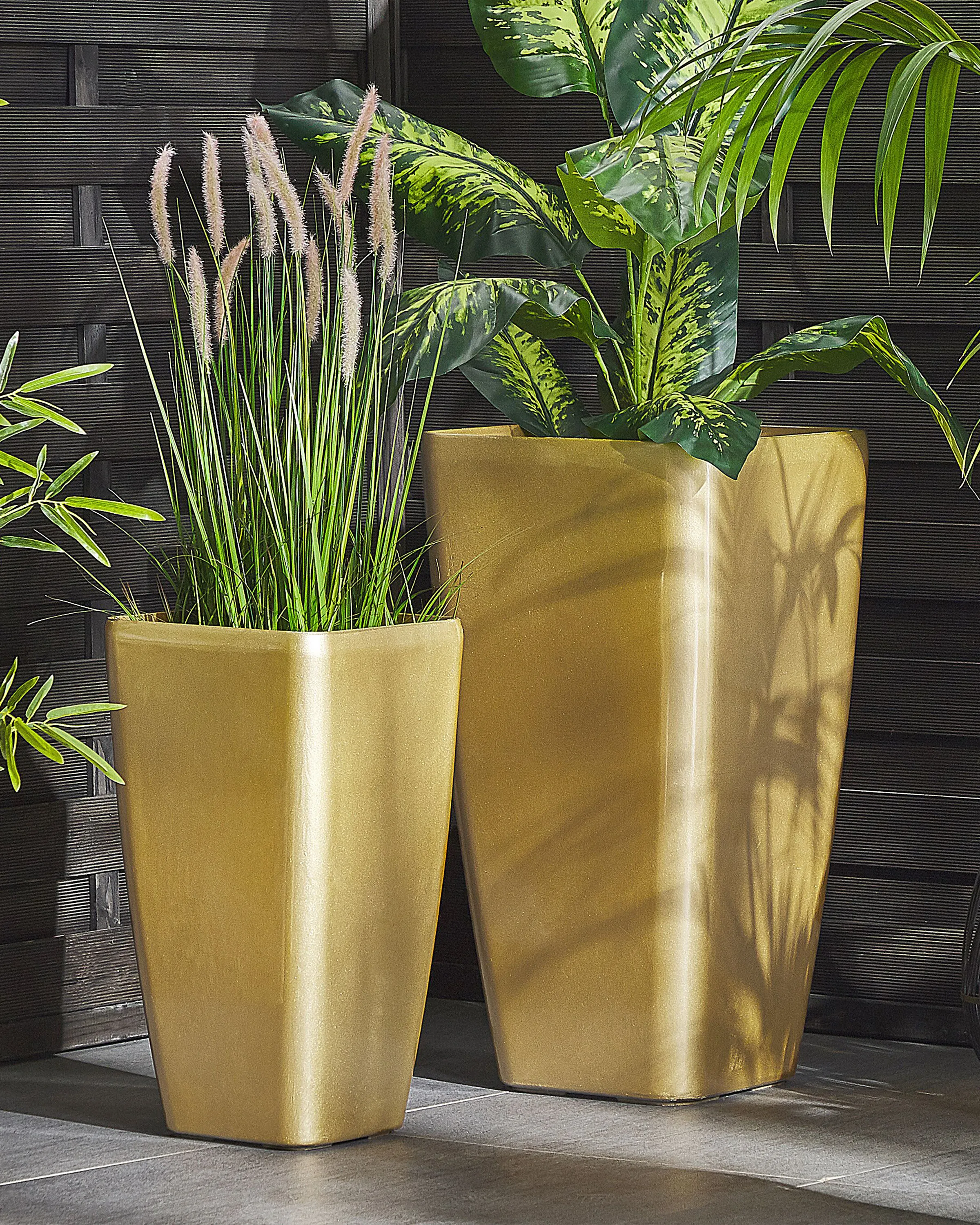 Set of 2 Plant Pots MODI 30 cm Gold