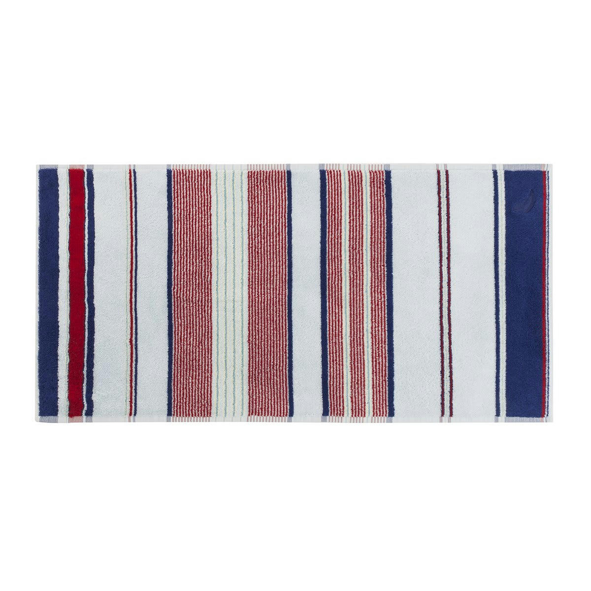 PLAISANCE - Serviette coton bleu foncé rayé 50x100 cm