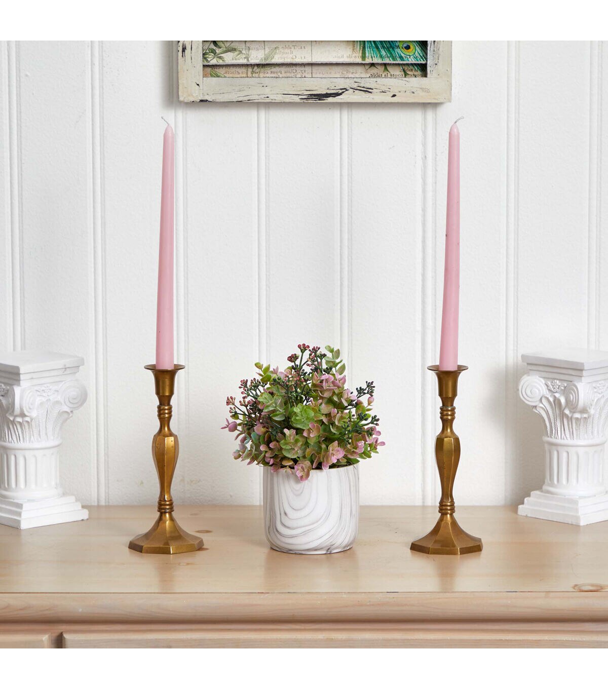 Nearly Natural Eucalyptus Artificial Plant in Marble Finished Vase