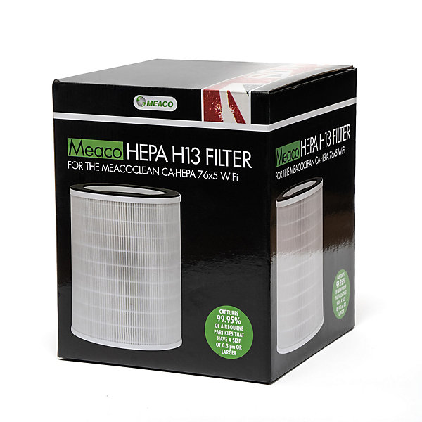MEACO MeacoClean CA HEPA 76x5 Filtre H13. Préfiltre et Charbon, 99.97% particules. Blanc