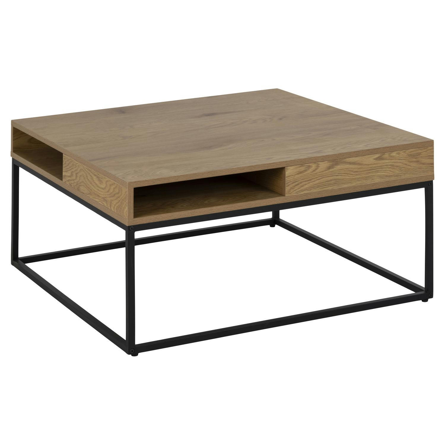 ALBERTO - Table basse 2 niches ouvertes en métal et mdf marron