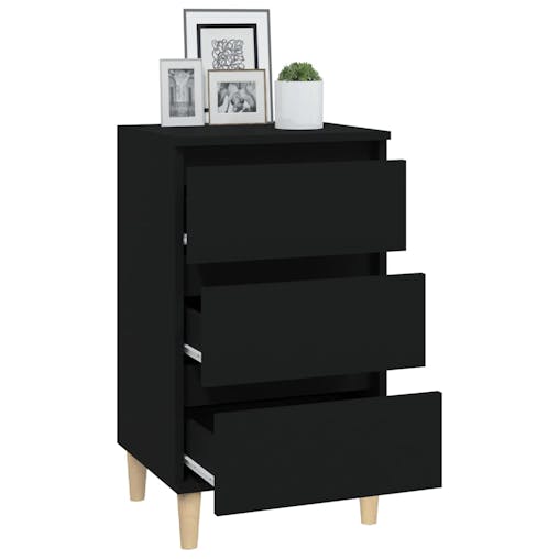 NNEVL Bedside Cabinet Black 40x35x70 cm Engineered Wood