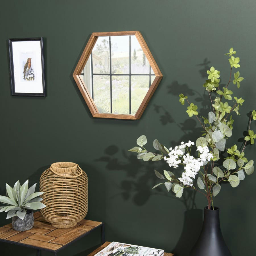 ALIDA - Miroir hexagonal en teck recyclé 50x43