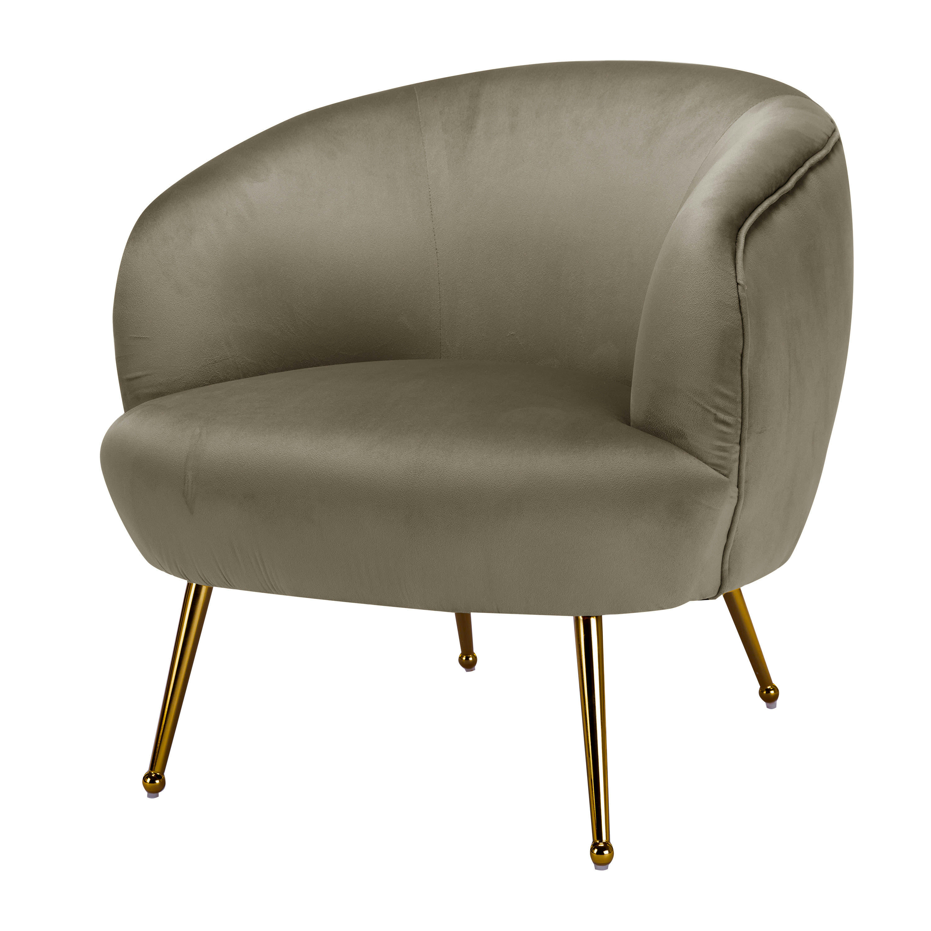 - Fauteuil lounge Taupe et pieds métal dorés