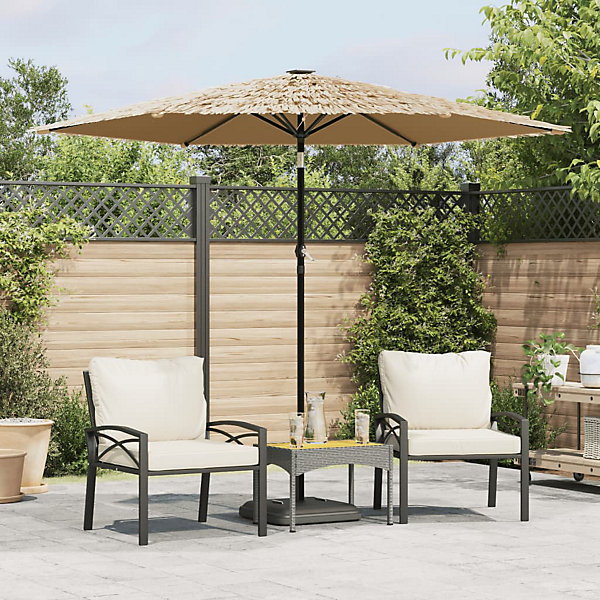 Parasol de jardin avec LED et mât en acier marron 268x268x226cm vidaXL