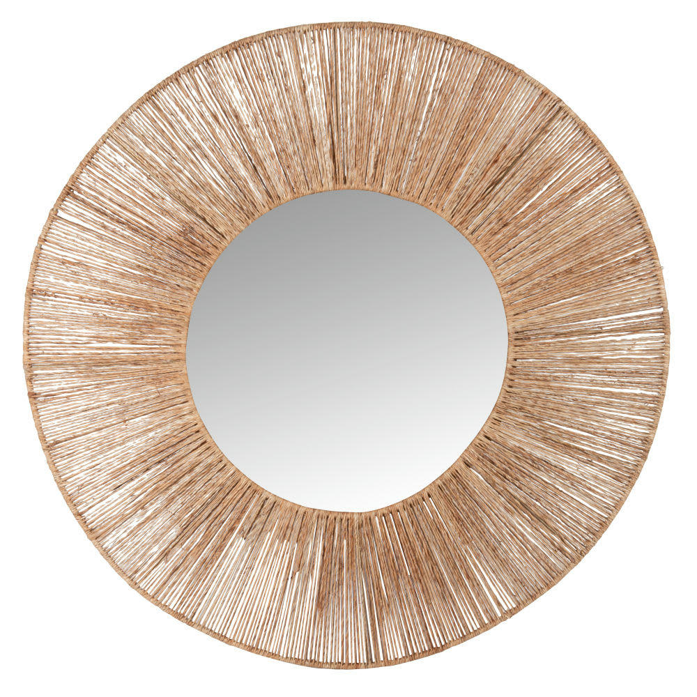 ETHANIEL - Miroir rond en jute marron D70