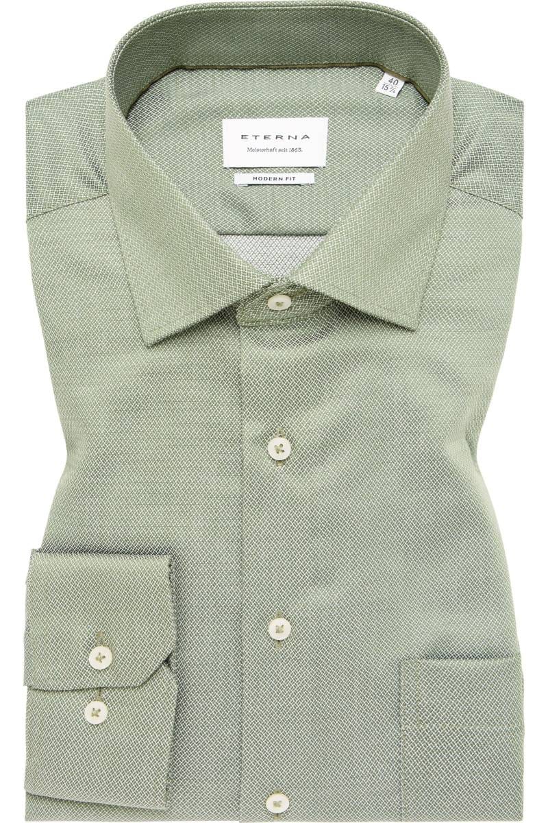 ETERNA Modern Fit Hemd dunkelgrün, Strukturiert