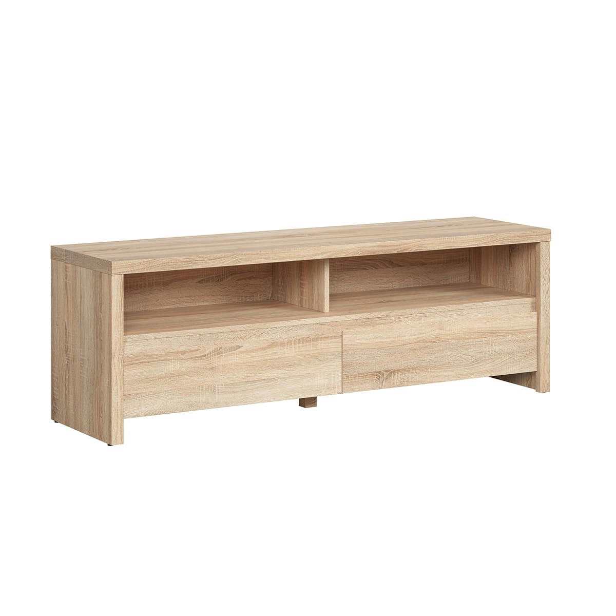 - Meuble tv 2 tiroirs 2 niches 143 cm naturel