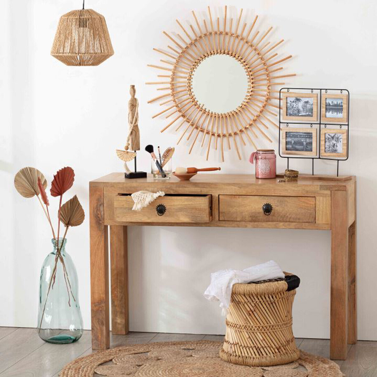Mirror"Rebecca" Rattan, D.76 cm